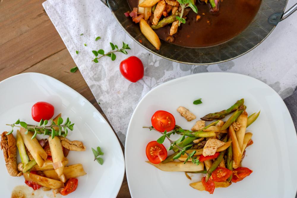 Rezeptbild: leichte Hühnchen-Spargel Pfanne