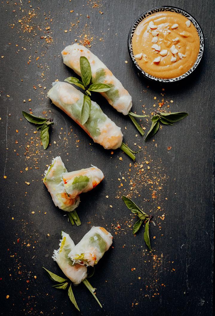 Rezeptbild: Vietnamesische Sommerrollen mit Erdnuss-Sauce