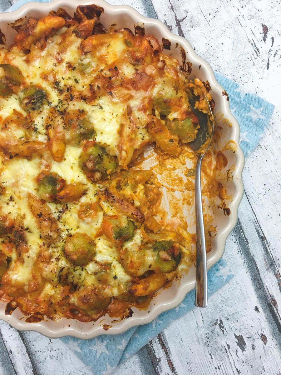 Rezeptbild: Rosenkohl Gratin mit Schupfnudeln