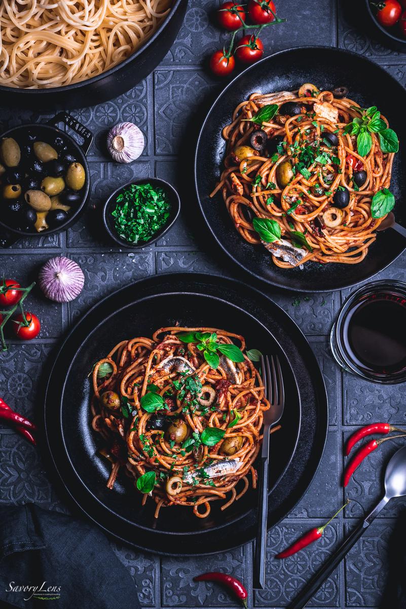 Rezeptbild: Spaghetti alla puttanesca mit Boquerones