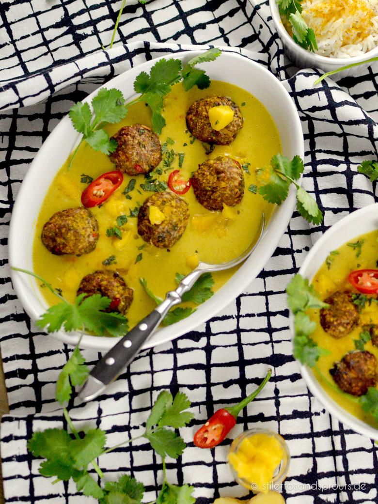 Rezeptbild: Curry Hackbällchen in Mangosauce