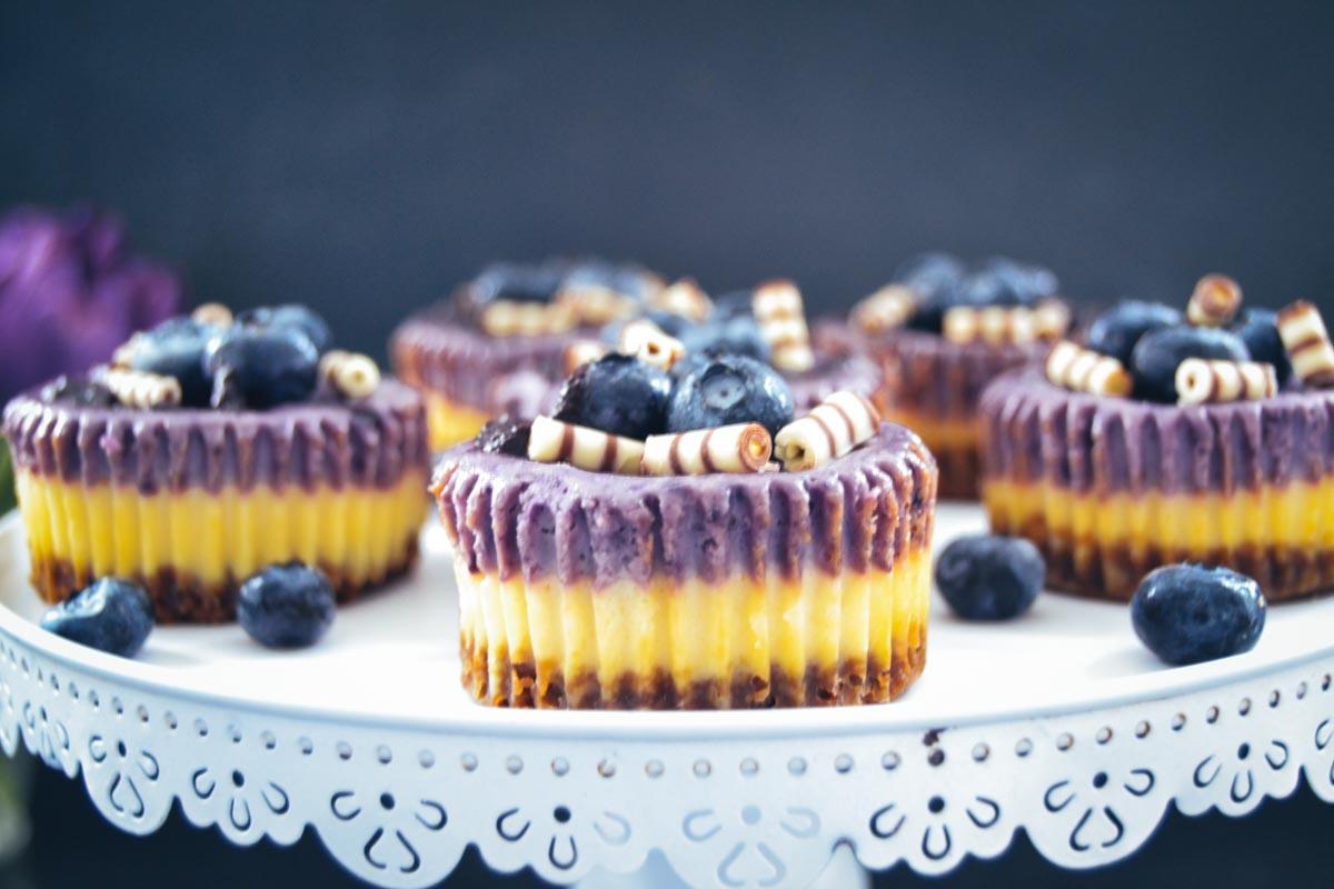Rezeptbild: Käsekuchen Muffins mit Blaubeeren