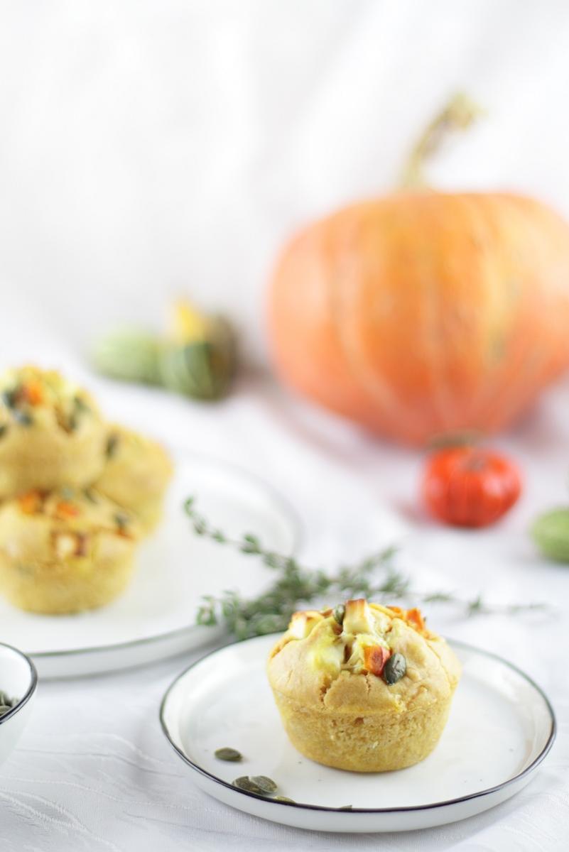 Rezeptbild: Herzhafte Kürbismuffins mit Feta & Thymian