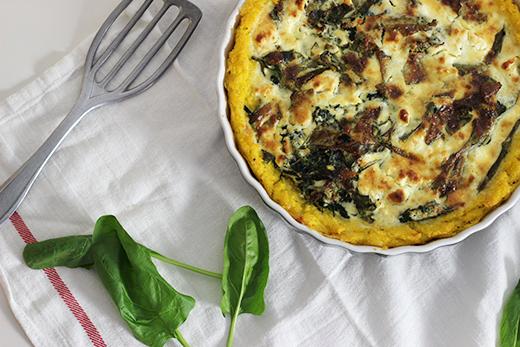 Rezeptbild: Spinat-Polenta-Quiche mit Feta