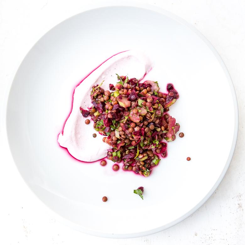 Rezeptbild: Linsensalat mit Purple-Curry-Joghurt