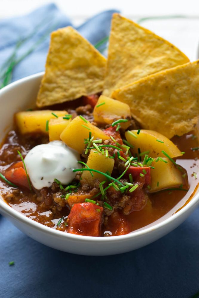 Rezeptbild: Paprika-Hackfleisch Topf mit Nachos