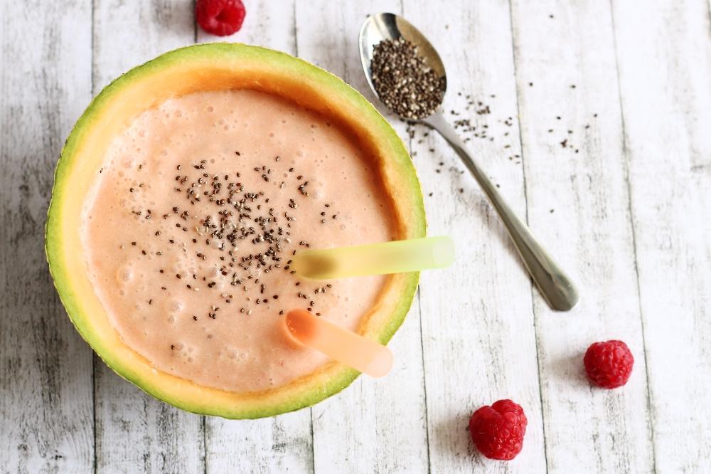 Rezeptbild: Melonen-Himbeer-Smoothie mit Kokosmilch