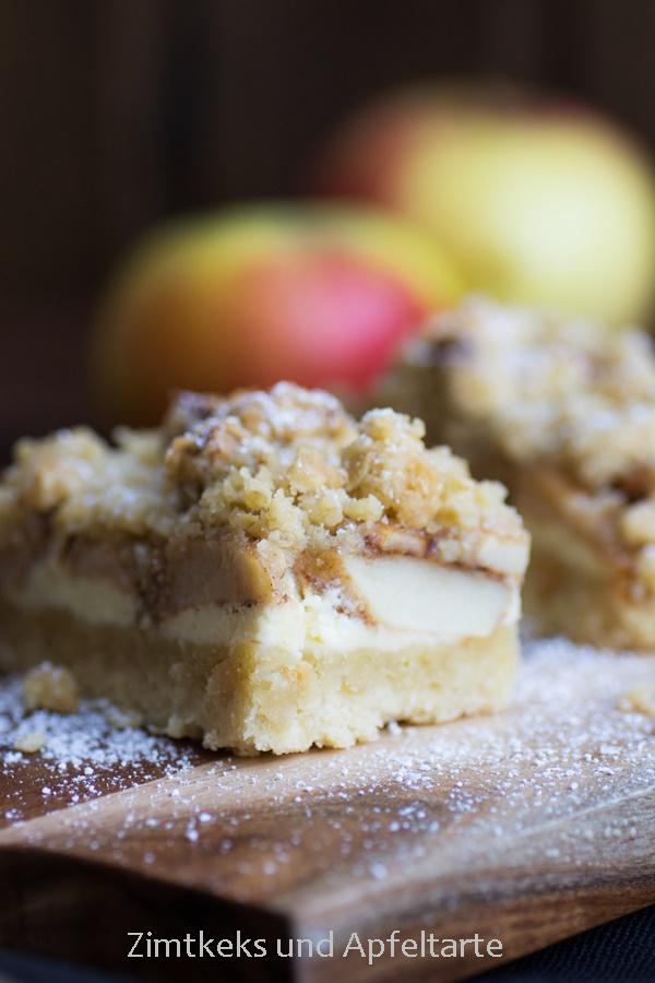 Rezeptbild: Apfel-Cheesecake mit Walnuss-Streuseln und Karamell