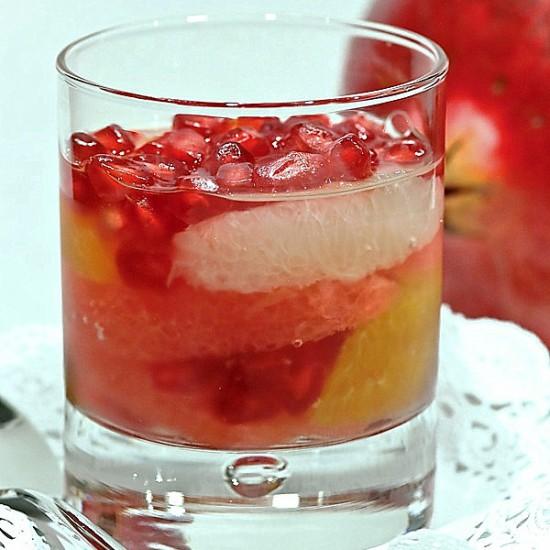 Rezeptbild: Zitrusfrüchte mit Granatapfel in Holunderblütengelee