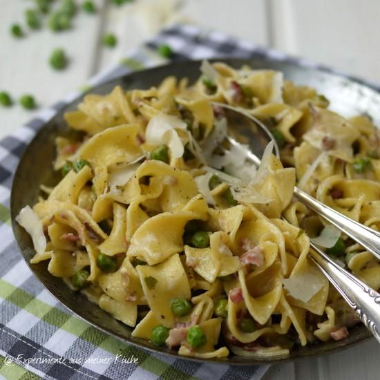 Rezeptbild: Pasta mit Erbsen, Speck und Minze