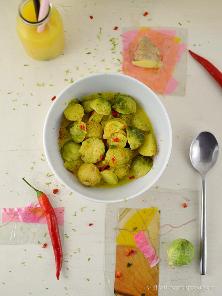 Rezeptbild: Veganes Rosenkohl-Orangen-Curry
