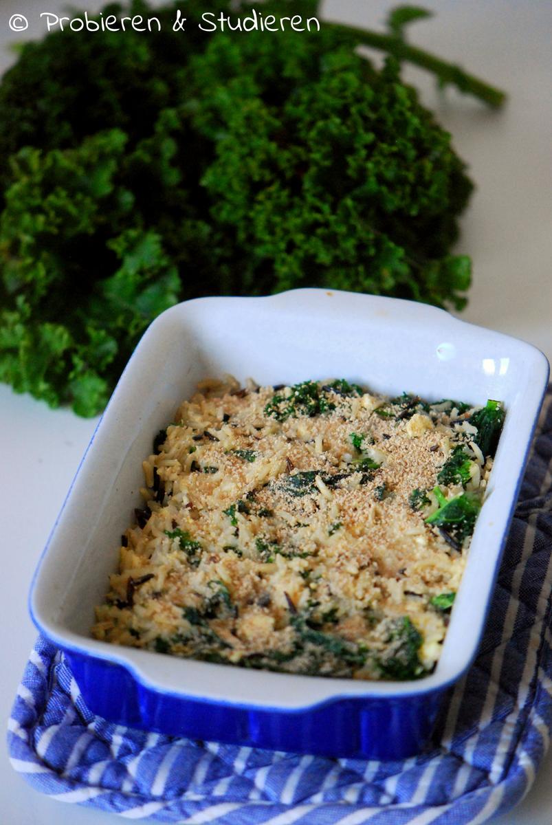 Rezeptbild: Wildreis-Grünkohl-Gratin mit Käse