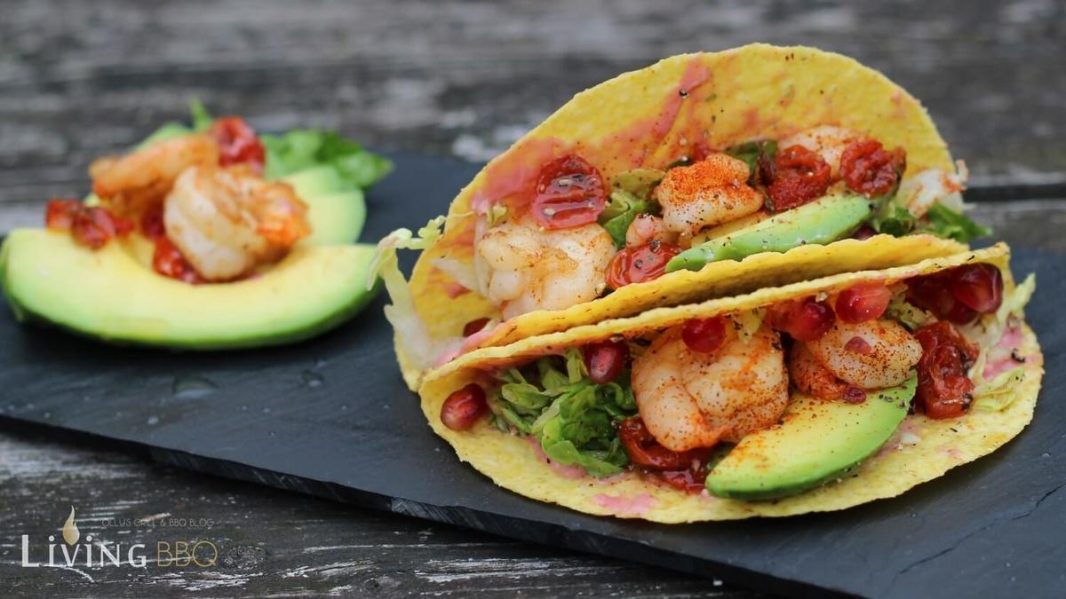 Rezeptbild: Taco Shells mit Garnelen und Avocado