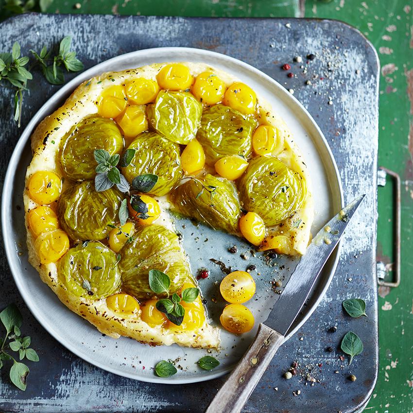 Rezeptbild: Grüne Tomaten Tarte Tatin