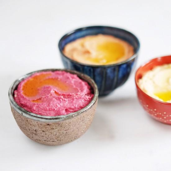 Rezeptbild: 3 x Hummus: Klassisch, mit gerösteter Paprika & roter Bete