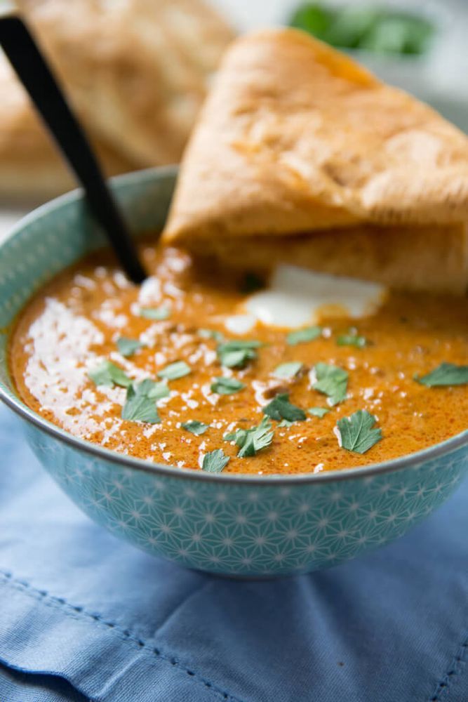 Rezeptbild: Ajvar Suppe mit Hackfleisch