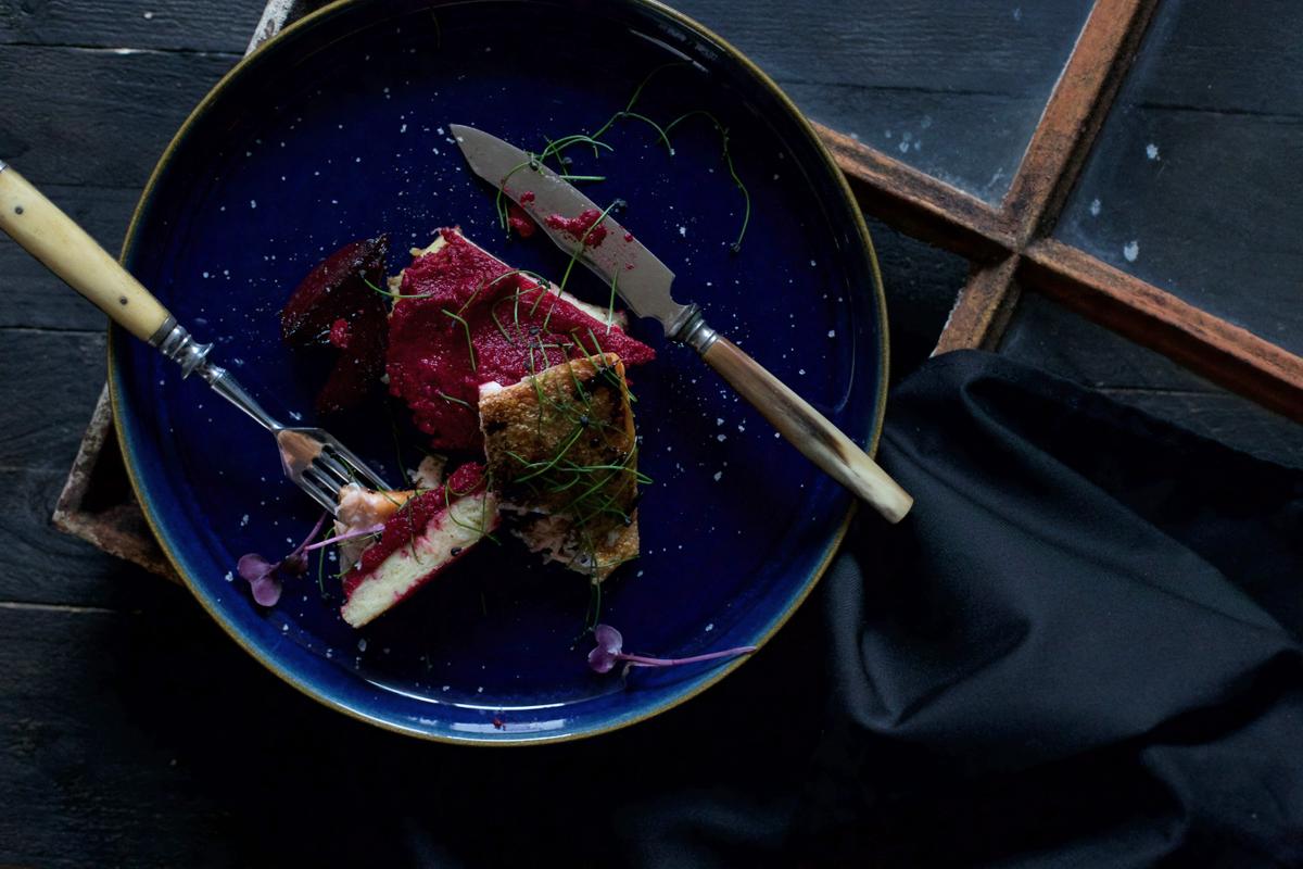 Rezeptbild: Rote Bete mit Lachs und Kartoffelpuffer