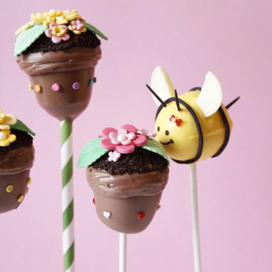 Rezeptbild: Bienen & Blumentopf Cake Pops