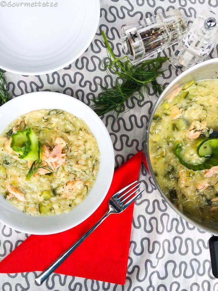Rezeptbild: Risotto mit Gurke und Lachs