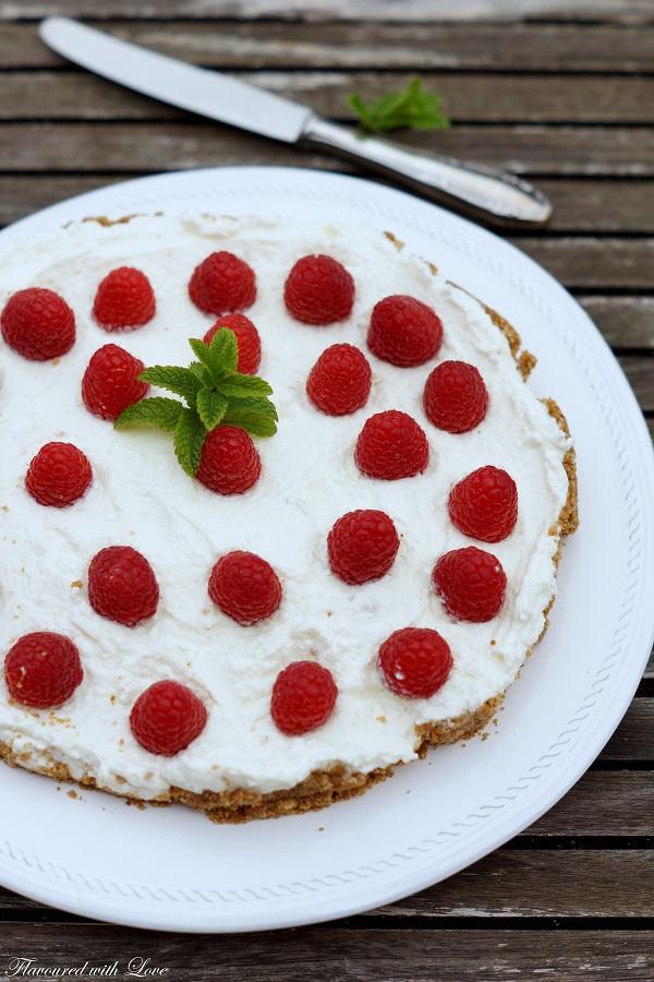 Rezeptbild: No Bake Himbeer-Kokos-Kuchen
