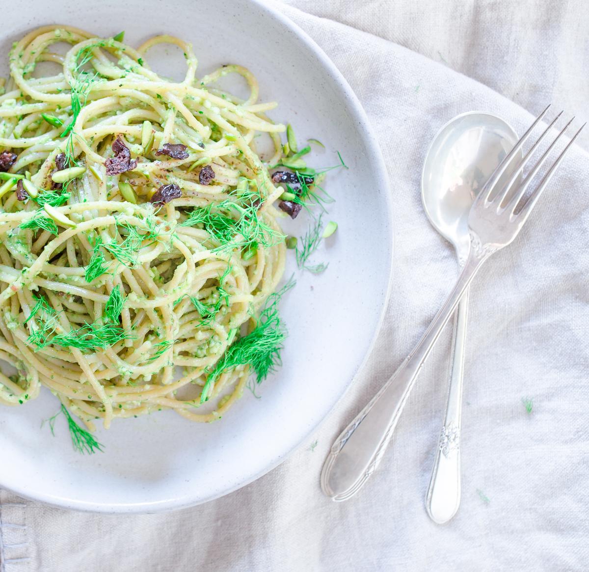 Rezeptbild: Spaghetti mit Portulak Cashew Pesto