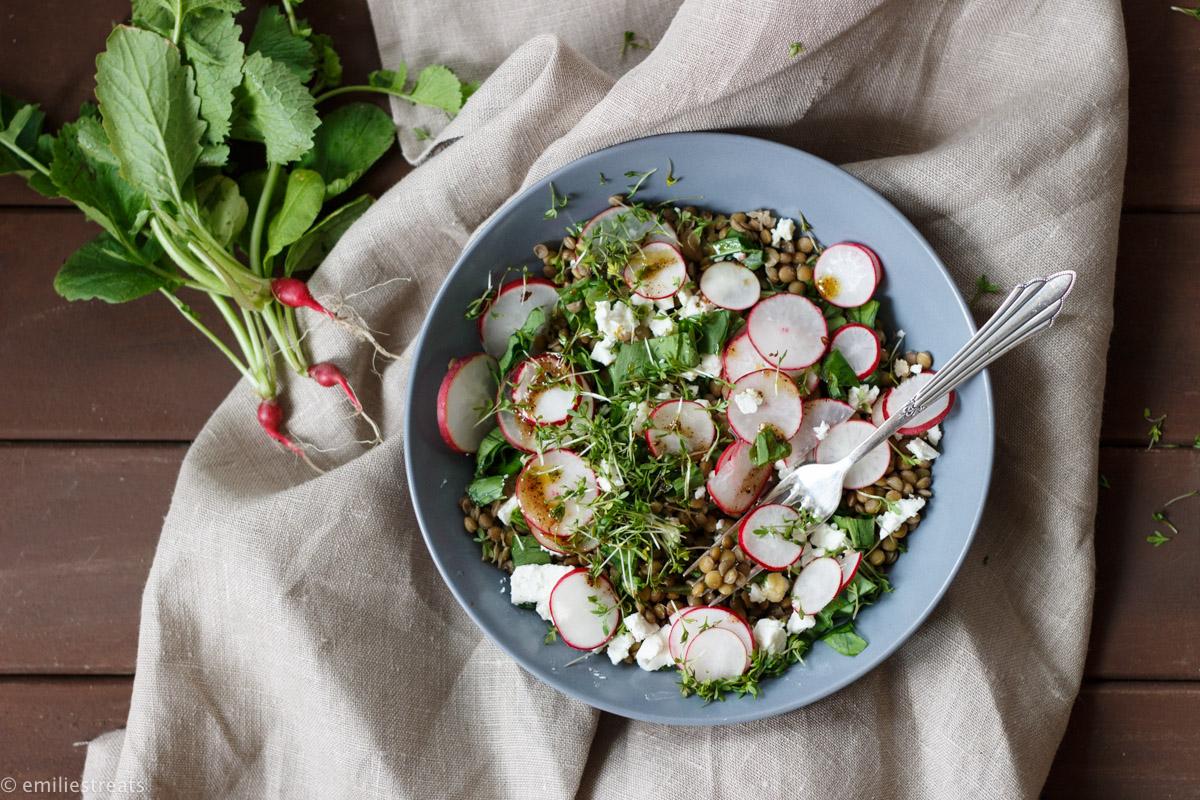 Rezeptbild: Linsensalat mit Ras El Hanout, Bärlauch und Radieschen