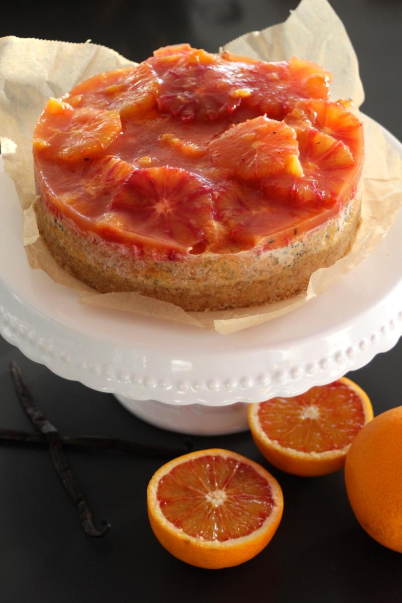 Rezeptbild: Blutorangen-Mohn-Cheesecake