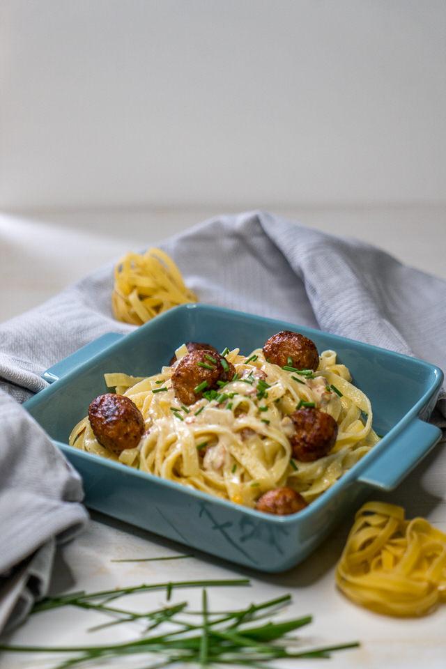 Rezeptbild: Nudeln mit Salsiccia und Sahne – einfaches italienisches Rezept