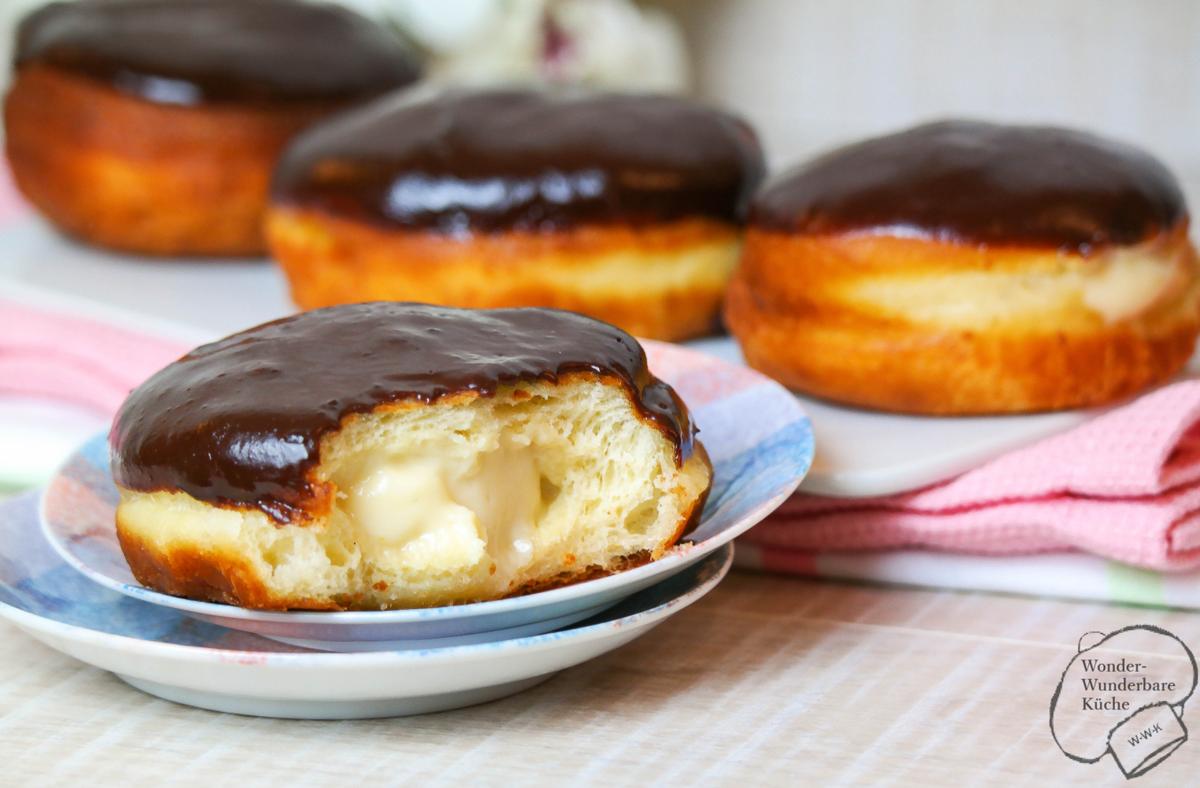Rezeptbild: Boston Cream Donut (amerikanischer Vanillekrapfen)