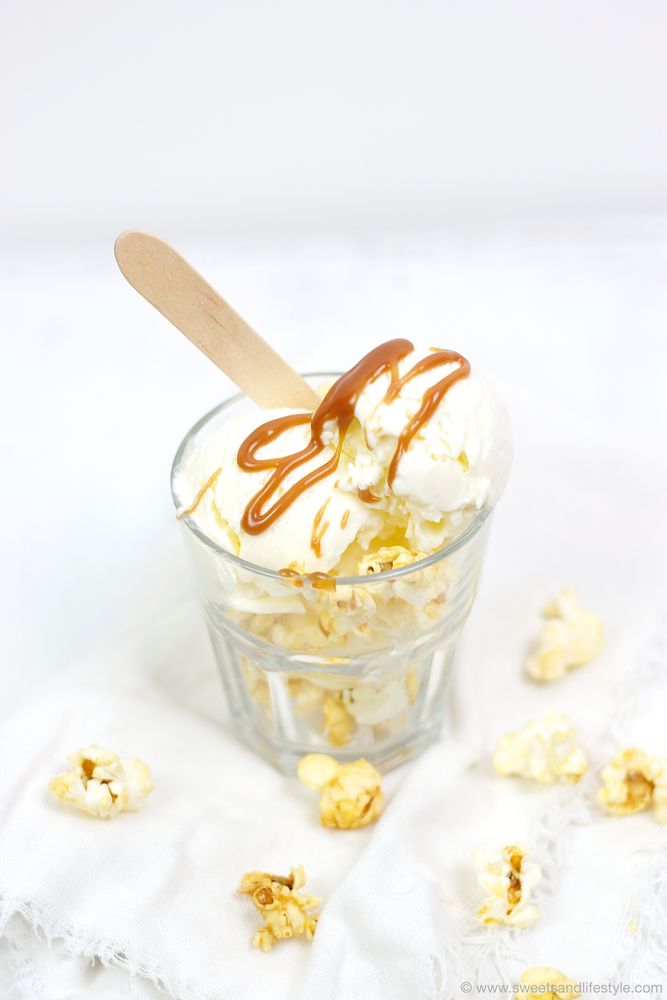 Rezeptbild: Popcorneis mit Karamell