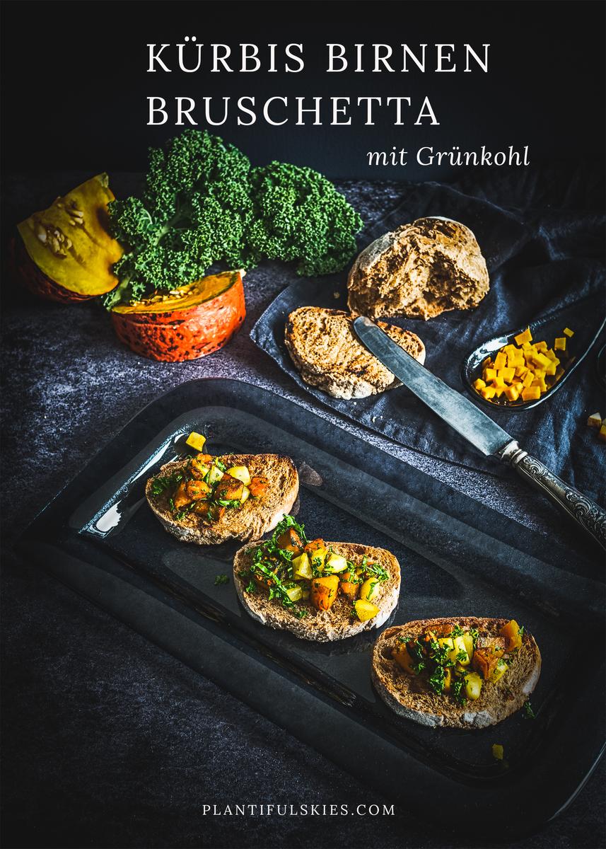 Rezeptbild: Herbstliches Kürbis Bruschetta mit Birne und Grünkohl