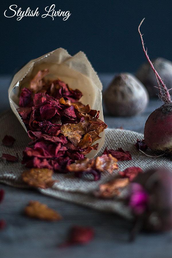 Rezeptbild: Rote Bete Chips mit Byodo Essig
