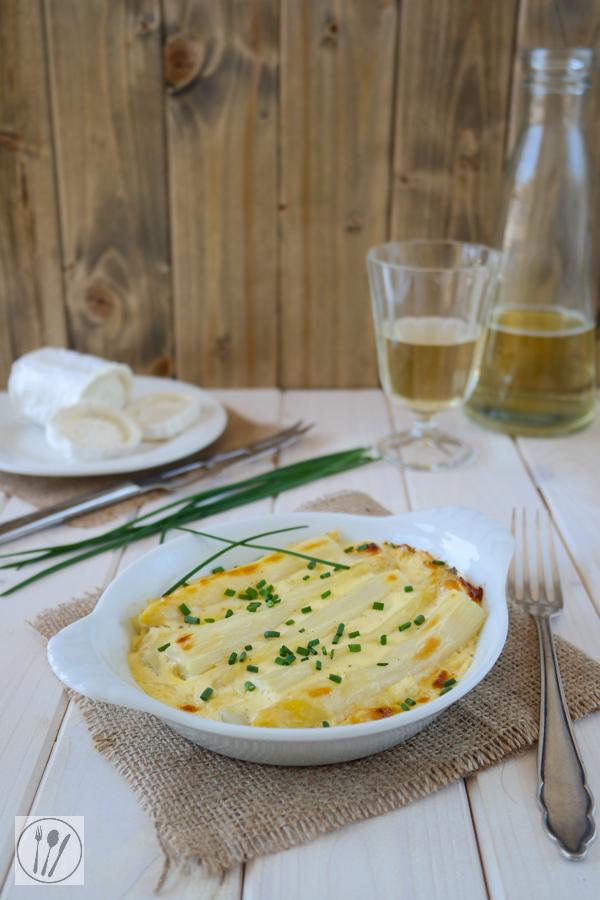 Rezeptbild: Gratinierter Spargel mit Ziegenkäse 