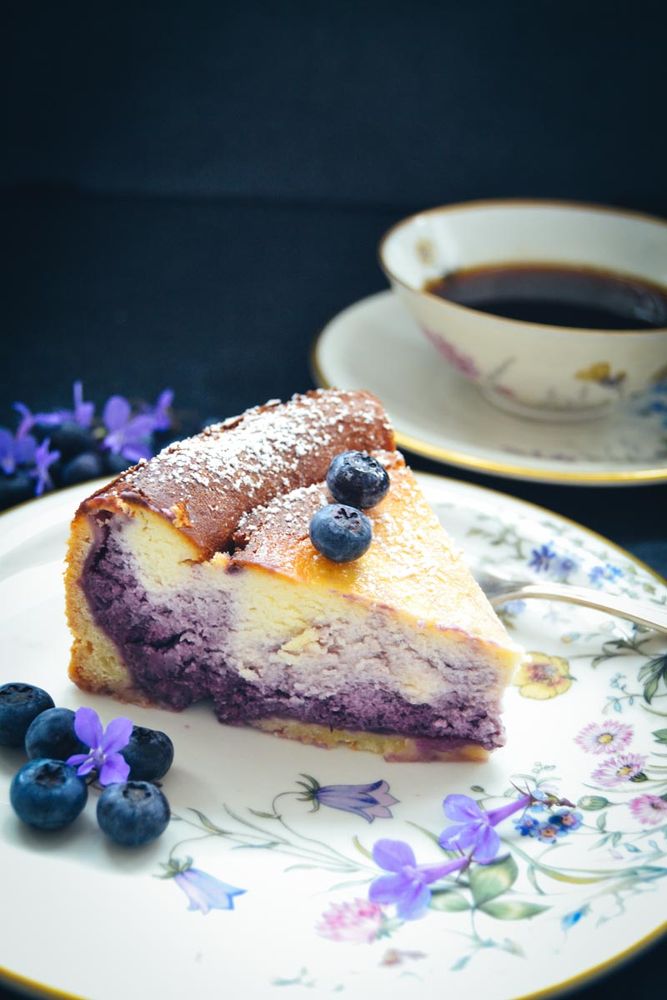 Rezeptbild: Blaubeer Käsekuchen - Quarkkuchen Rezept