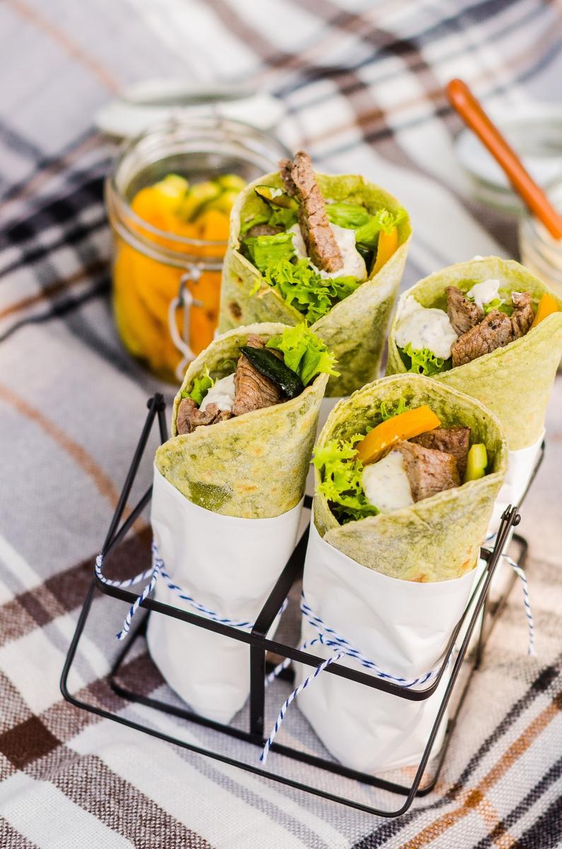 Rezeptbild: Basilikum Beef Wrap