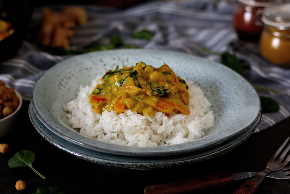 Rezeptbild: Mildes Spinat-Kichererbsen-Curry