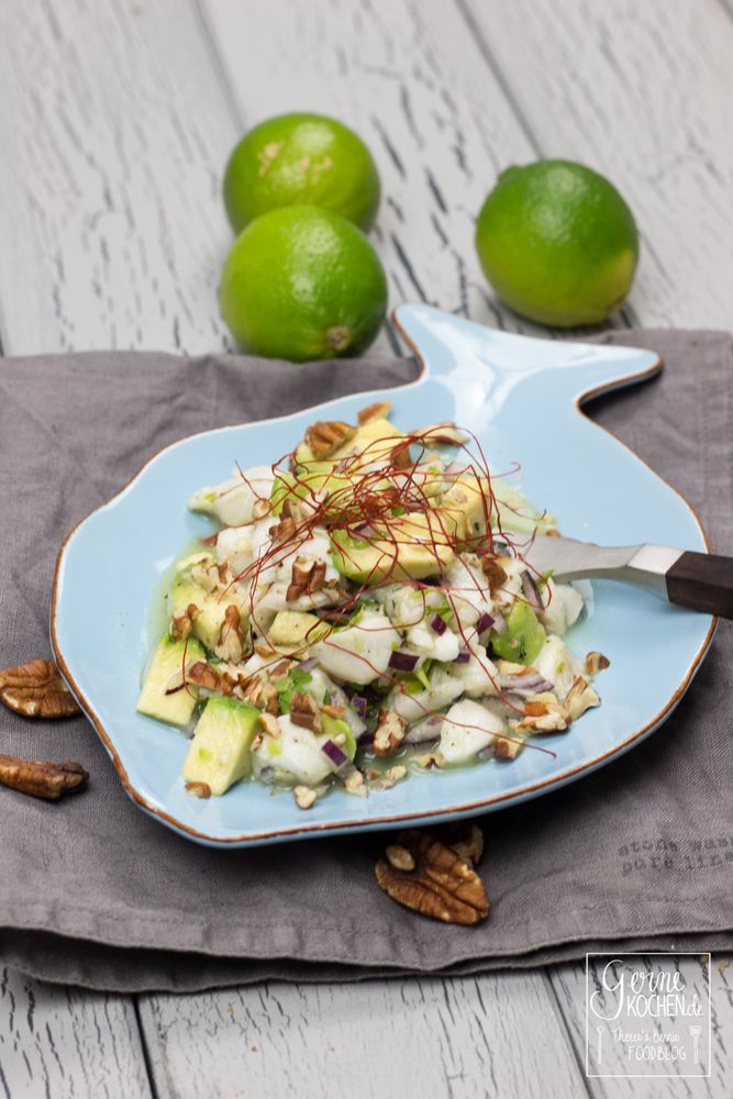 Rezeptbild: Ceviche mit Avocado mit Pecannüssen