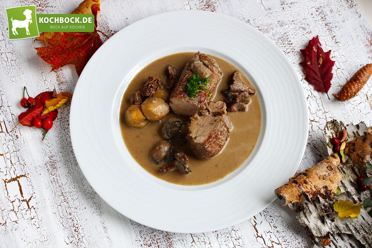 Rezeptbild:  Schweinefilet mit Pilzen & Bacon