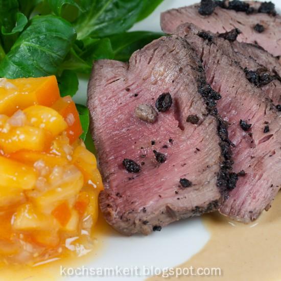 Rezeptbild: Weideochsenfilet mit tasmanischer Pfefferkruste