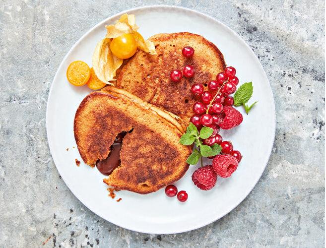 Rezeptbild: Lebkuchen-Pancakes mit flüssigem Schokokern 