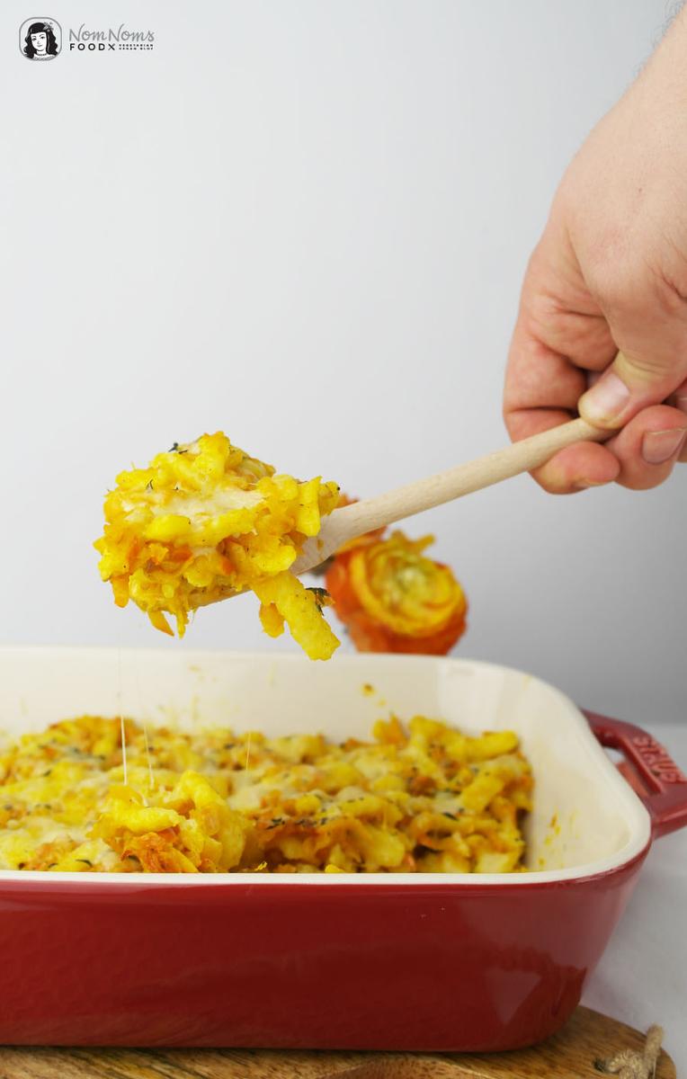 Rezeptbild: Kürbis-Käsespätzle mit Curry und Thymian
