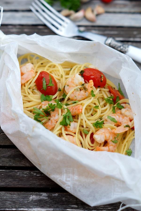 Rezeptbild: Spaghetti mit Garnelen al cartoccio