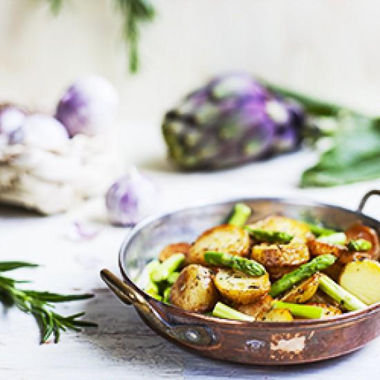 Rezeptbild: Mediterrane Spargel-Kartoffel-Pfanne