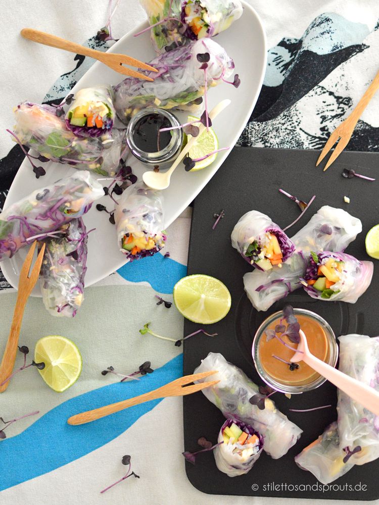 Rezeptbild: Vegane Sommerrollen mit Erdnusssauce