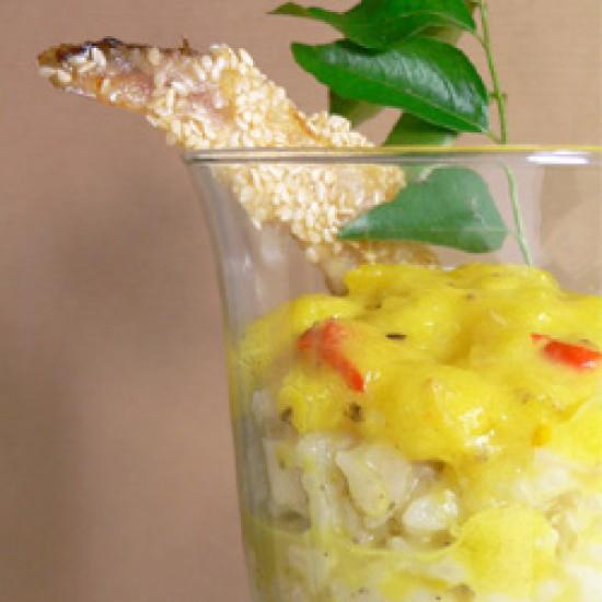 Rezeptbild: Limettenrisotto, Mangocurry & Sesamfisch