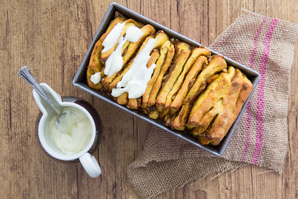 Rezeptbild: Zupfbrot mit Kürbis, Walnuss und Zimt (vegan)