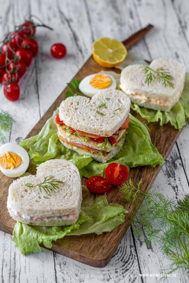 Rezeptbild: Sandwiches-Herzen Dreierlei zum Valentinstag