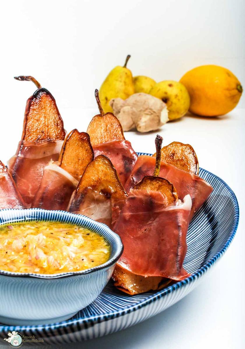 Rezeptbild: Birne mit Parmaschinken und Wodka-Lemon-Dressing
