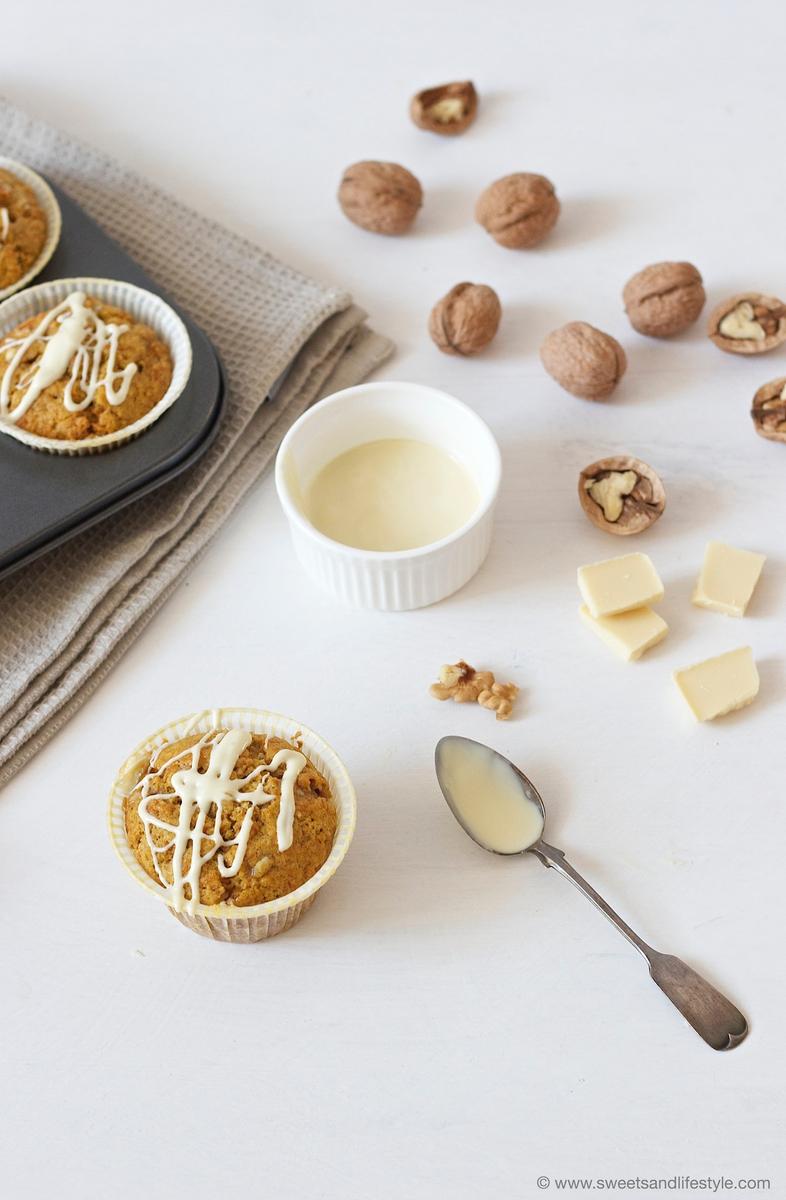 Rezeptbild: Kürbis Muffins mit weißer Schoko