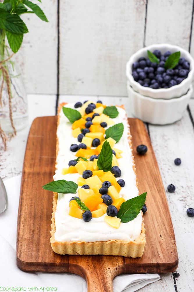 Rezeptbild: Sommerliche Kokos-Mango-Tarte mit Minze
